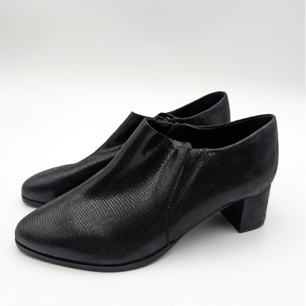Trotters Keegan Heel Pump Women's T2059-008 Side Zip Black Size US9W EU40